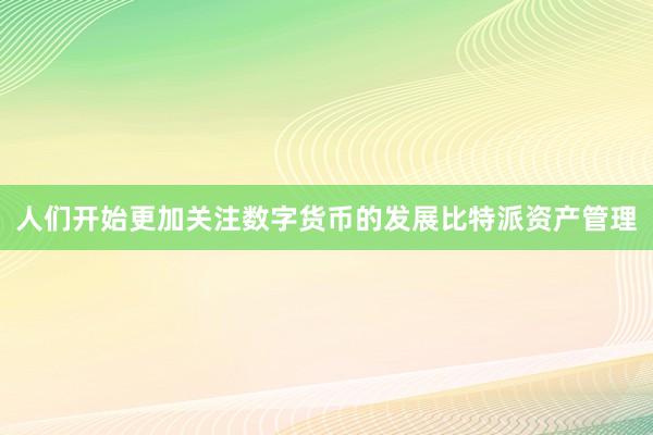 人们开始更加关注数字货币的发展比特派资产管理