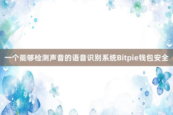 一个能够检测声音的语音识别系统Bitpie钱包安全