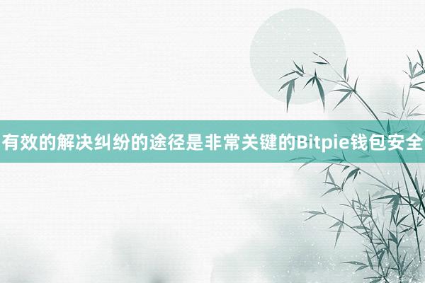 有效的解决纠纷的途径是非常关键的Bitpie钱包安全