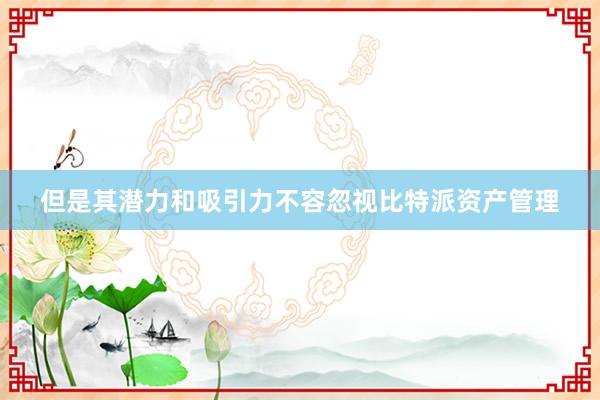 但是其潜力和吸引力不容忽视比特派资产管理