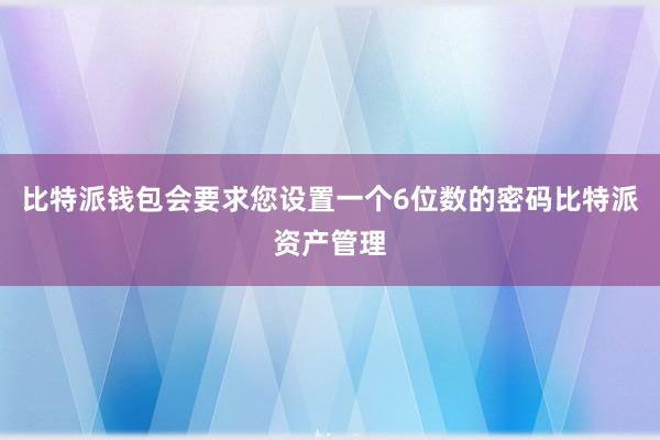 比特派钱包会要求您设置一个6位数的密码比特派资产管理