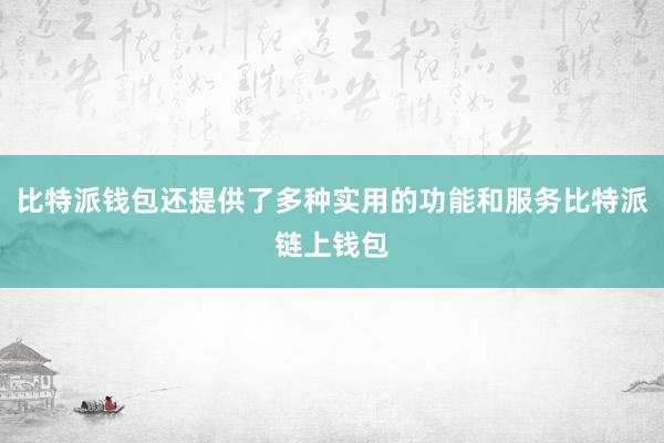 比特派钱包还提供了多种实用的功能和服务比特派链上钱包