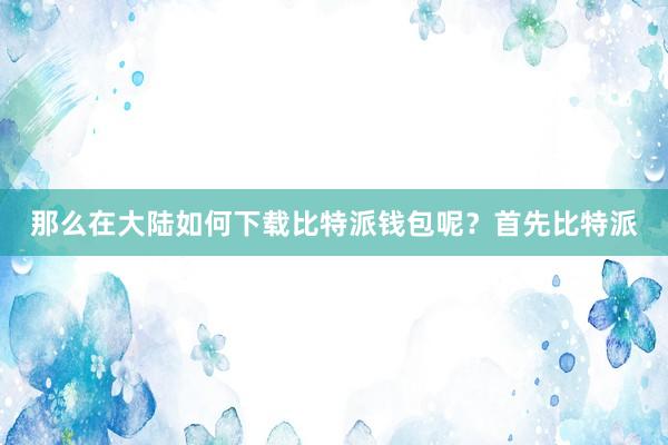 那么在大陆如何下载比特派钱包呢？首先比特派