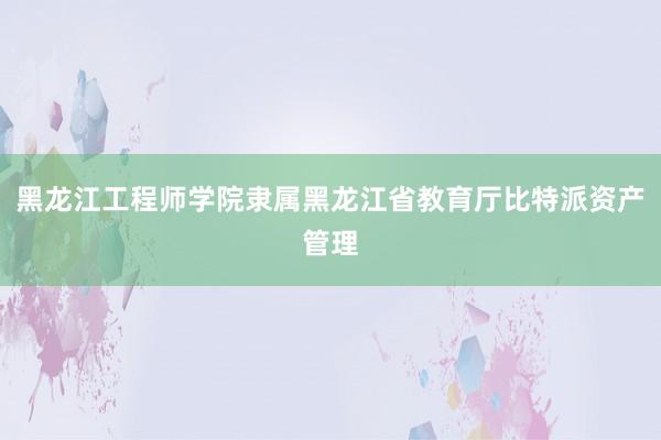 黑龙江工程师学院隶属黑龙江省教育厅比特派资产管理