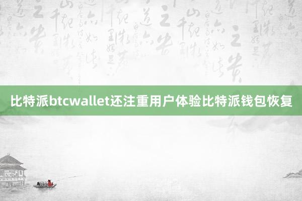 比特派btcwallet还注重用户体验比特派钱包恢复