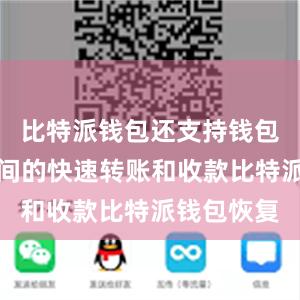 比特派钱包还支持钱包与钱包之间的快速转账和收款比特派钱包恢复